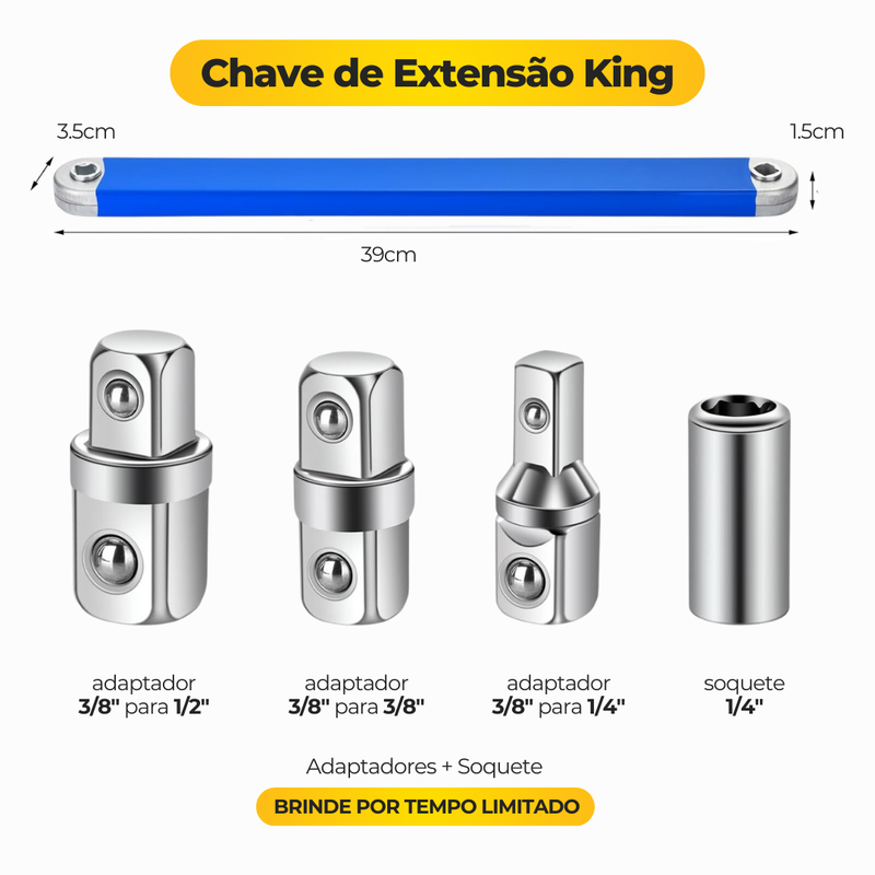 Chave de Extensão King - 3 ADAPTADORES BRINDE + FRETE GRÁTIS